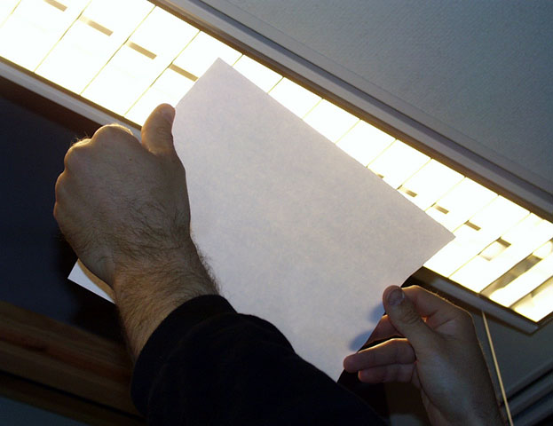 Checking the look-through against light (HUT)